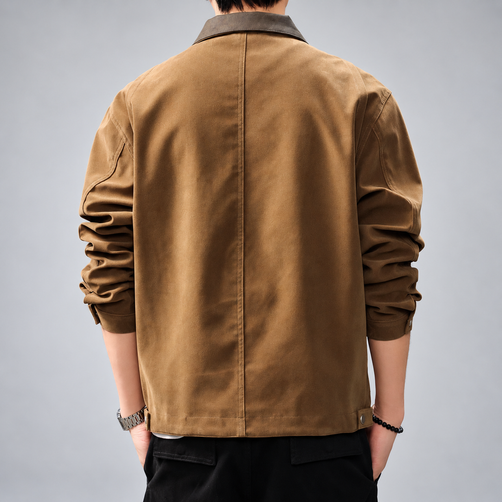 Weston Men's Contrast-Collar Zip-Front Workwear Jacket