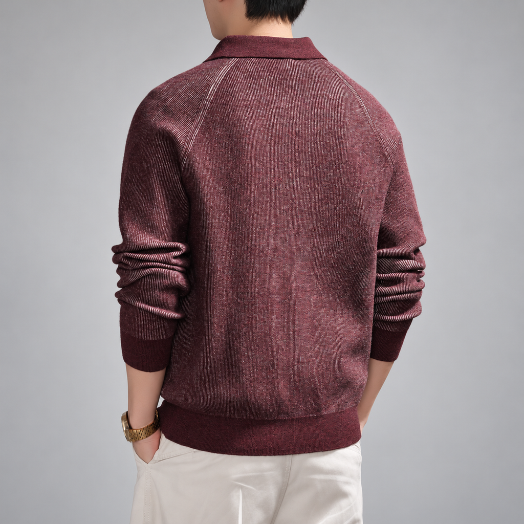 Novan Men's Marled Ribbed Knit Zip Cardigan