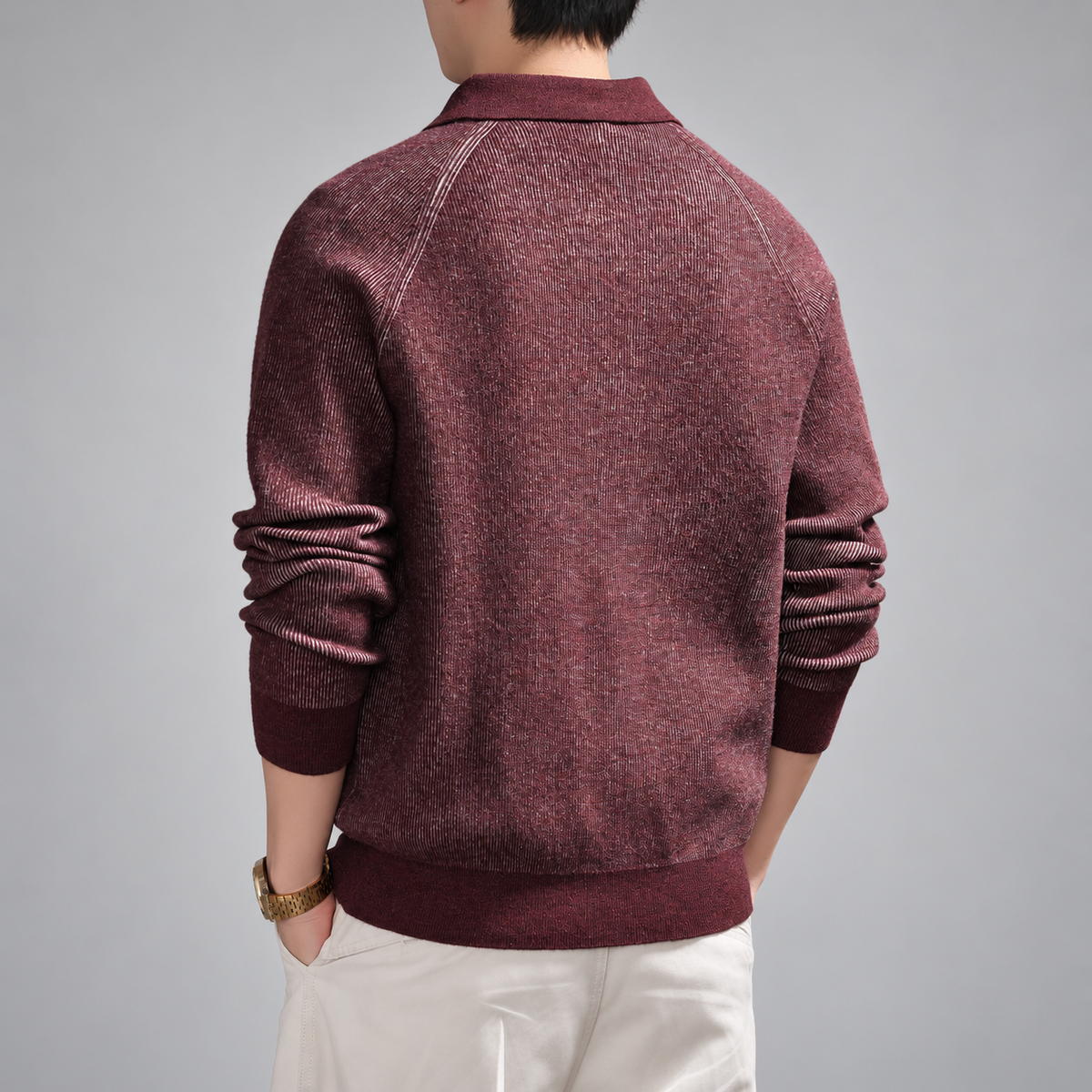 Novan Men's Marled Ribbed Knit Zip Cardigan