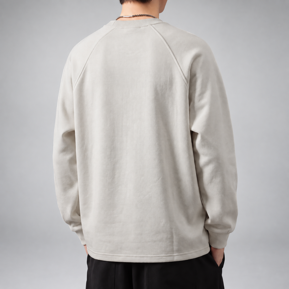 Raffaele Men's Textured Crewneck Pullover with Raglan Sleeves