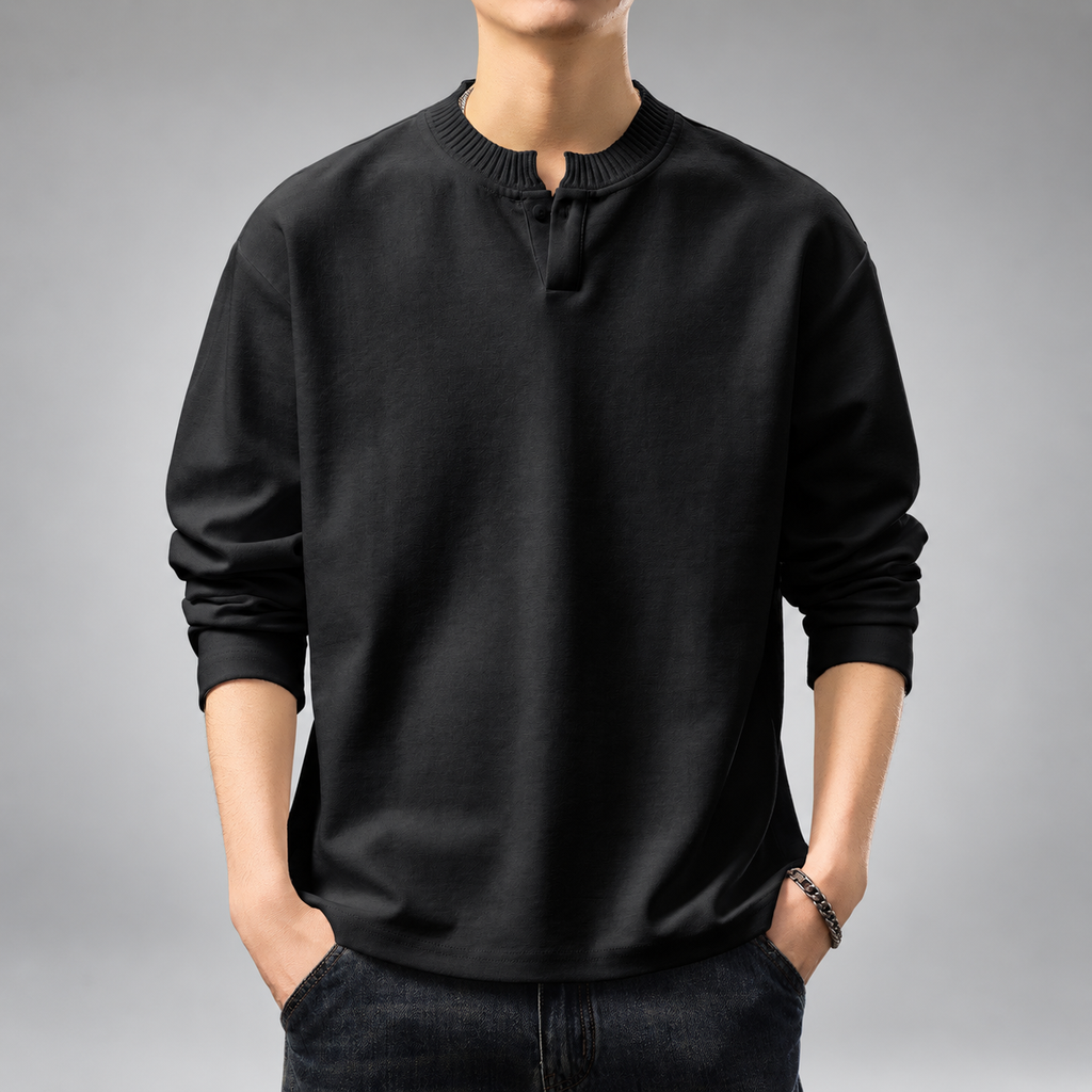 Valdieri Men's Relaxed Fit Long Sleeve Henley Shirt