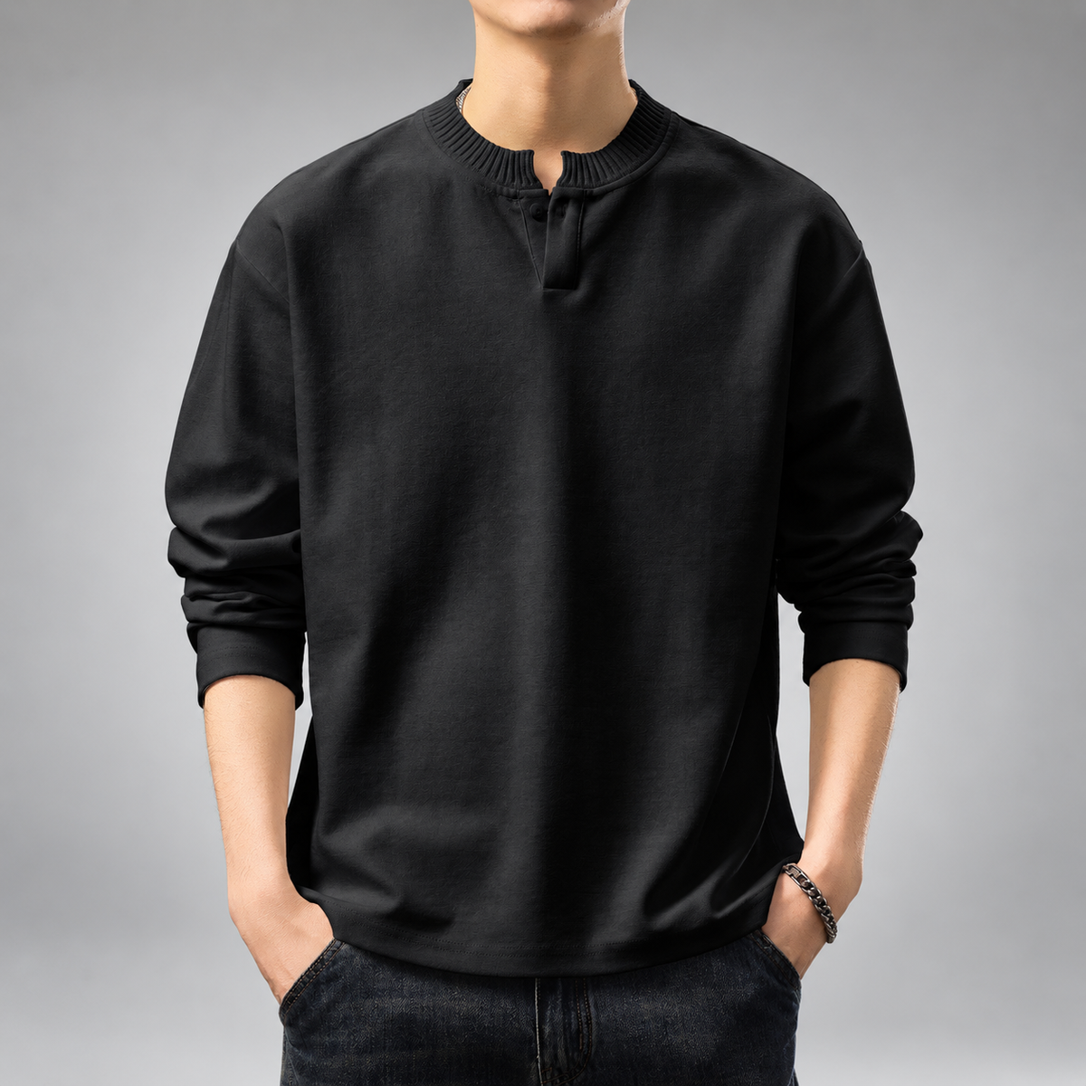 Valdieri Men's Relaxed Fit Long Sleeve Henley Shirt