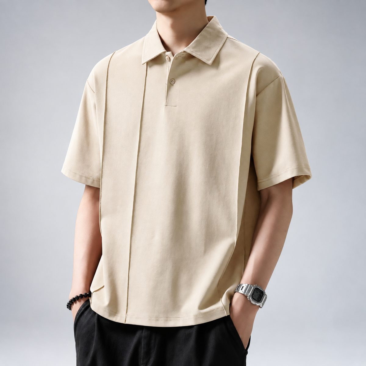 Corentin Men's Relaxed Fit Two-Button Polo Shirt