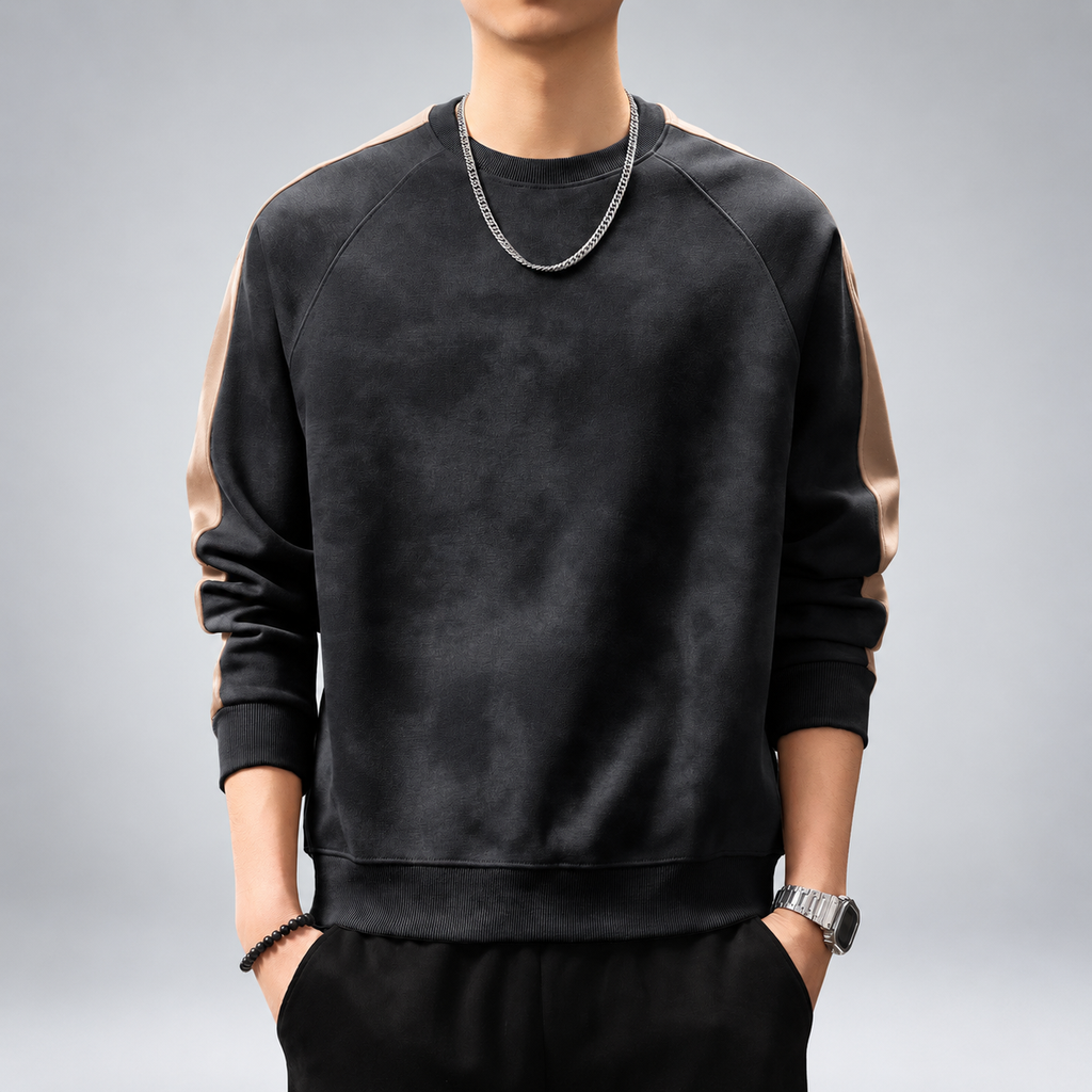 Sebastian Men's Raglan Crewneck Sweatshirt with Contrast Sleeve Panels