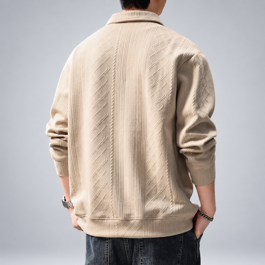 Elliot Men's Diamond Textured Long Sleeve Polo Pullover