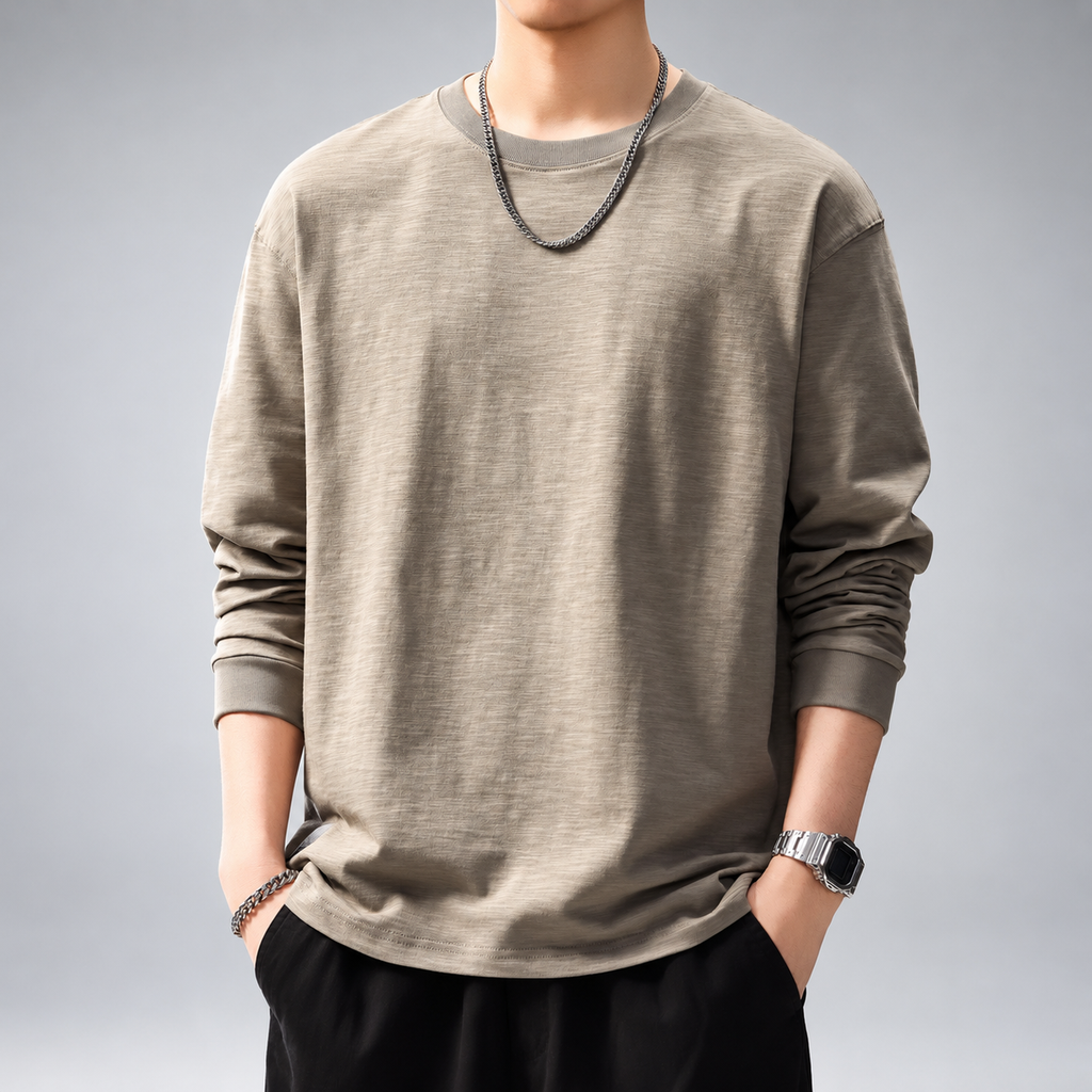 Cyprien Men's Relaxed Fit Slub Crewneck Pullover