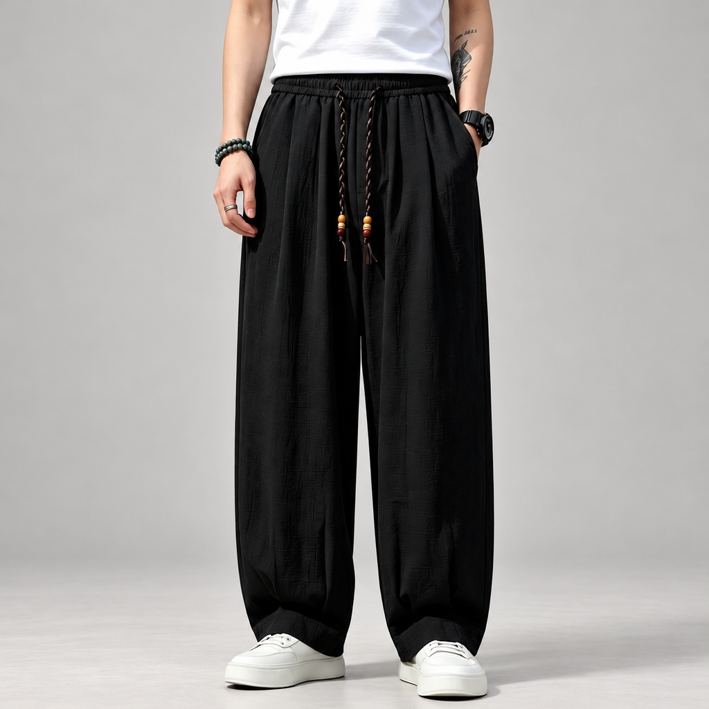 Parker Men's Wide-Leg Pants with Beaded Drawstring