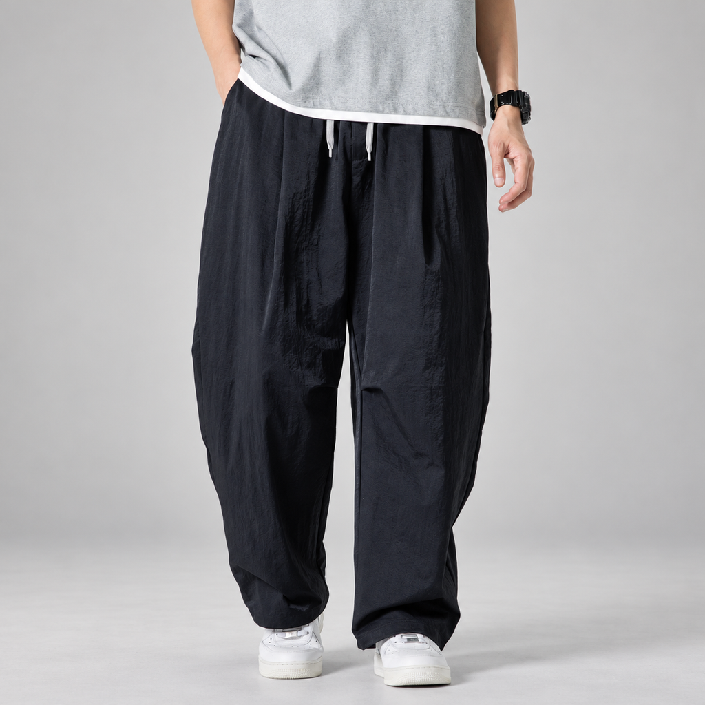 Billy Men’s Relaxed Textured Wide-Leg Trousers