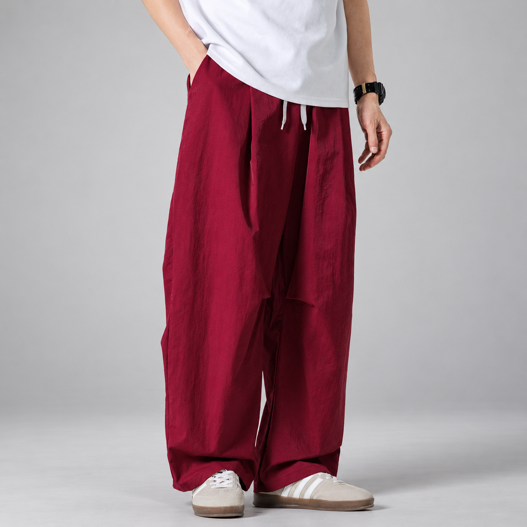 Billy Men’s Relaxed Textured Wide-Leg Trousers