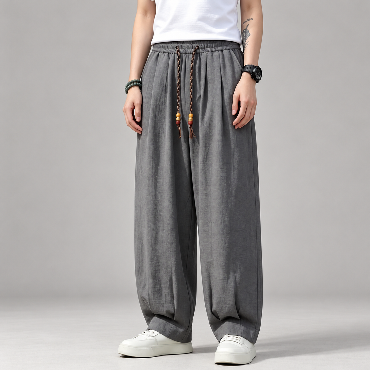 Parker Men's Wide-Leg Pants with Beaded Drawstring