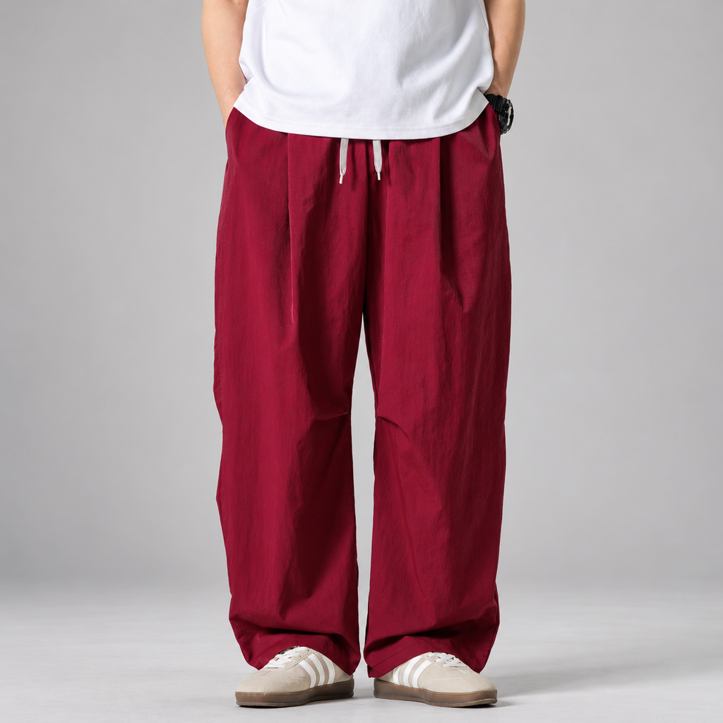Billy Men’s Relaxed Textured Wide-Leg Trousers
