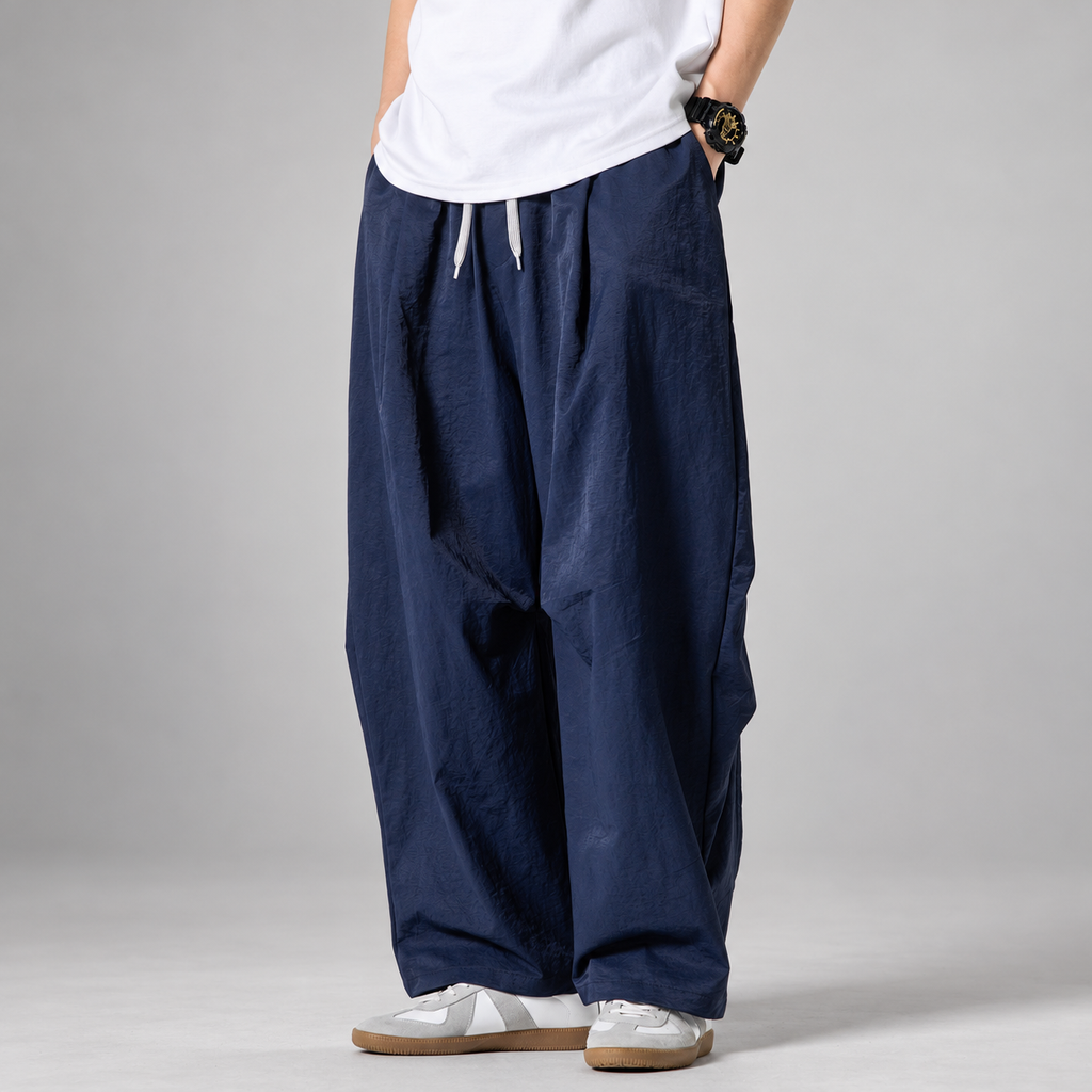 Billy Men’s Relaxed Textured Wide-Leg Trousers