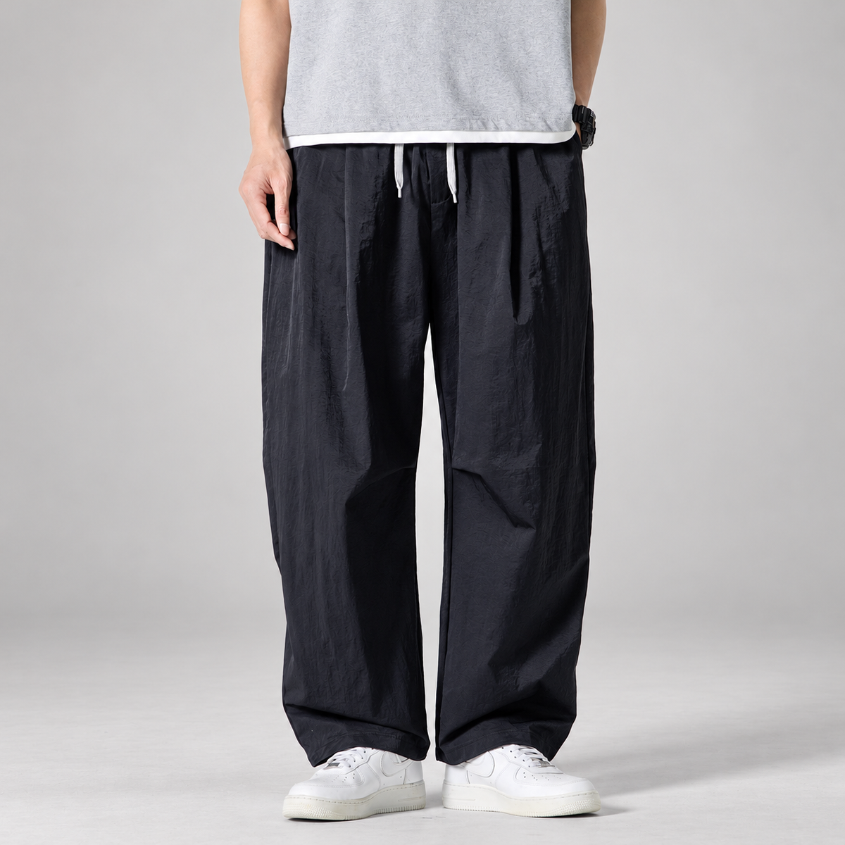 Billy Men’s Relaxed Textured Wide-Leg Trousers