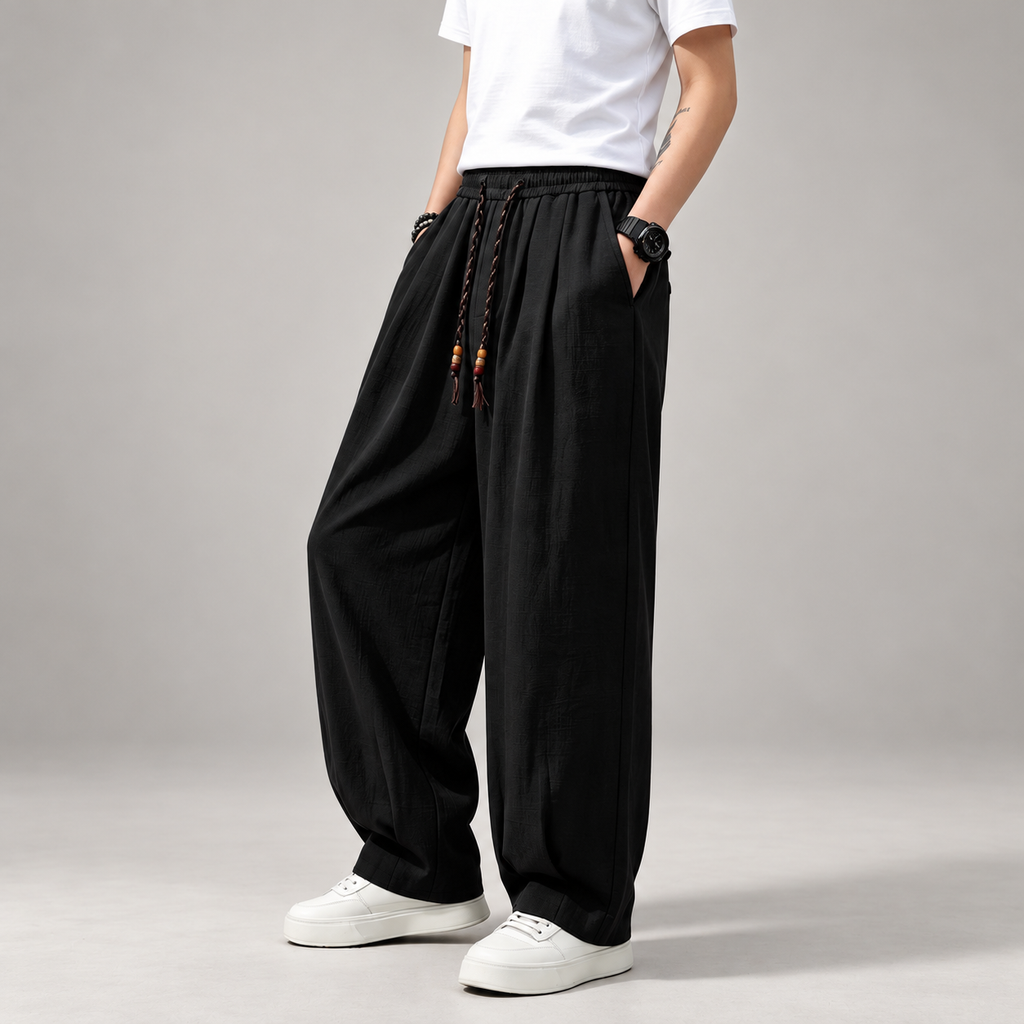 Parker Men's Wide-Leg Pants with Beaded Drawstring