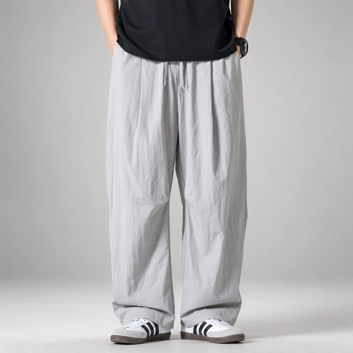 Billy Men’s Relaxed Textured Wide-Leg Trousers